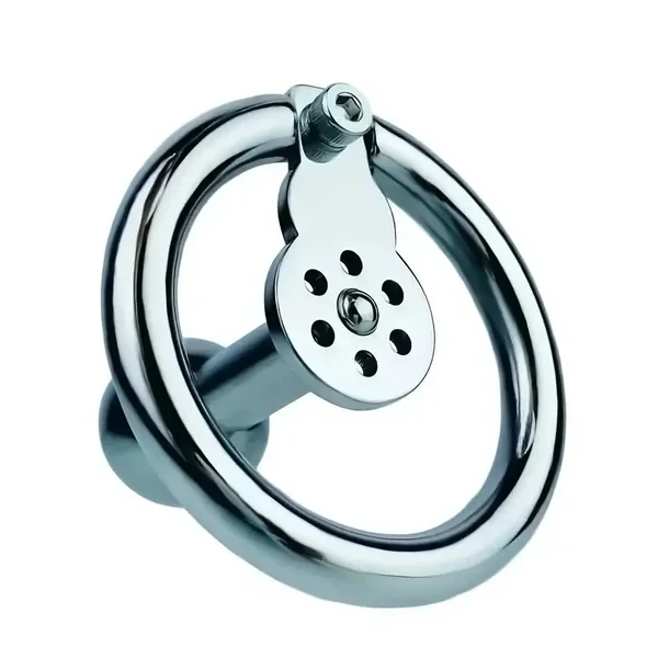 Flat Stainless Steel Chastity Lock Device With Straps Metal Balls With Sticks