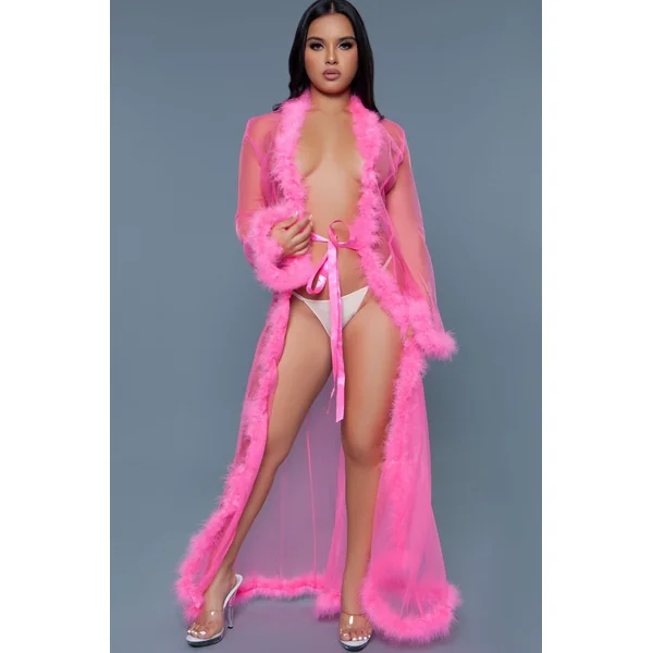 Full-Length Sheer Marabou Robe