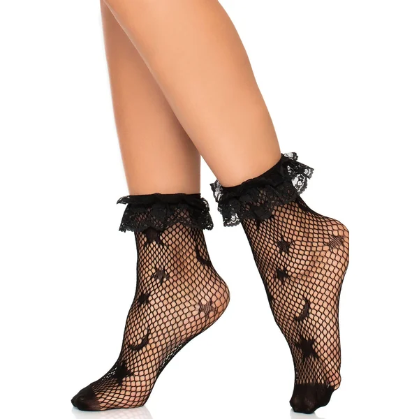 Galaxy Net Lace Ruffle Ankle Socks