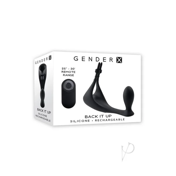 Gender X Back It Up Rechargeable Silicone Vibrating Butt Plug with Remote Control - Black