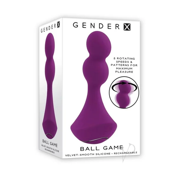 Gender X Ball Game Rechargeable Silicone Rotating Vibrator - Purple