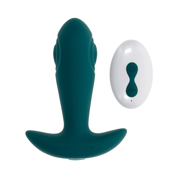 Gender X Tunnel Tapper Rechargeable Vibrating Anal Plug with Remote Teal