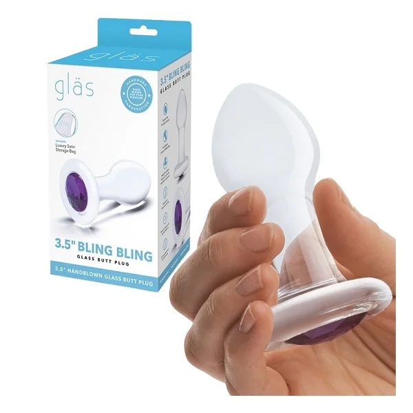 Glas 3.5 Inch Bling Bling Glass Butt Plug