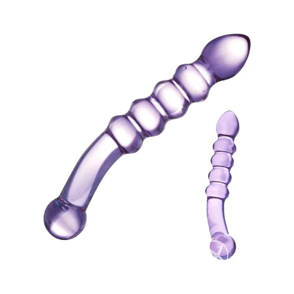 Glas Purple Rain Ribbed Dildo