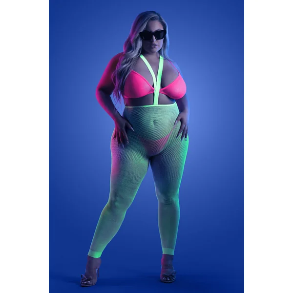 Glow Come Alive Bralette, G-String & Suspender Stockings Queen Size