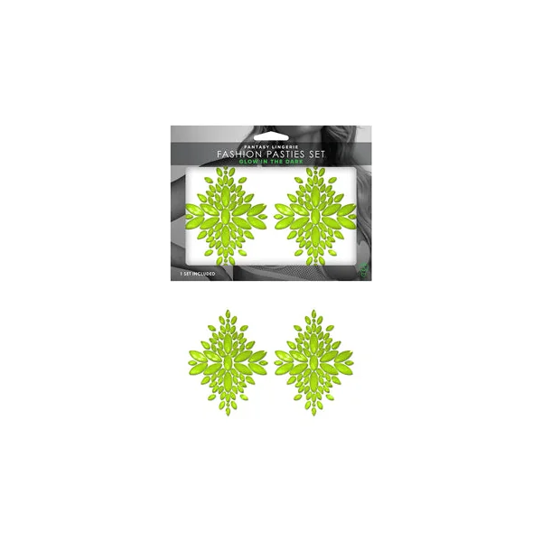 Glow In The Dark Neon Green Crystal Jeweled Pasties