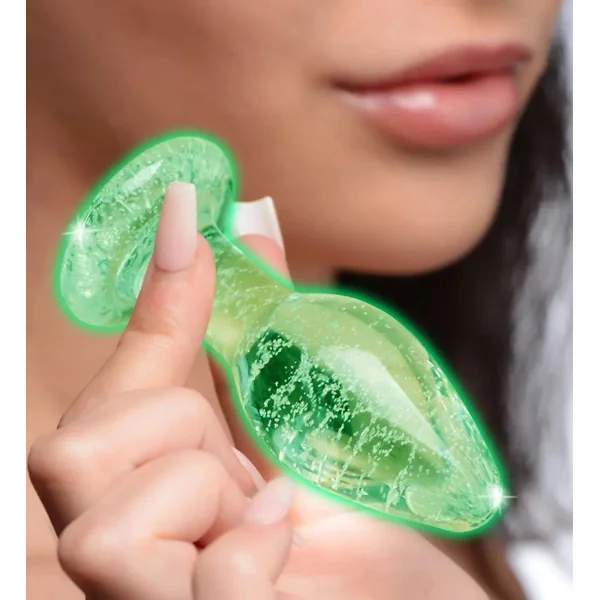 Glow-In-The-Dark Glass Anal Plug Sex Toy - Medium Glow Butt Plug