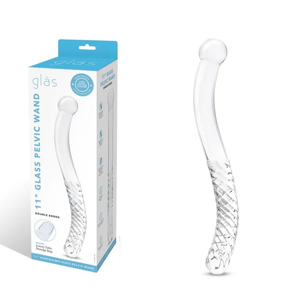Gläs 11-inch Glass Pelvic Temperature Play Wand Double-Ended Dildo – Clear