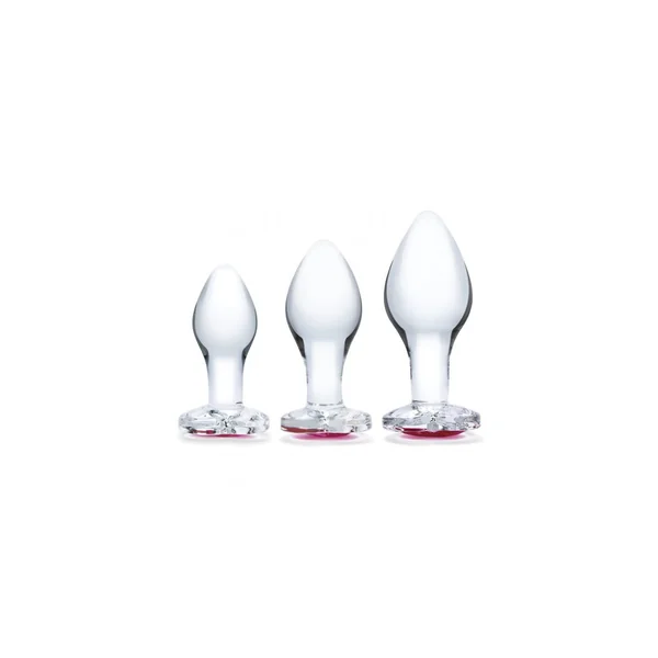 Gläs - Heart Jewel 3 Pc Anal Training Kit - Clear/Pink