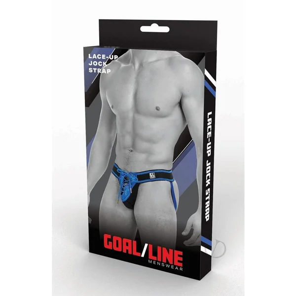 Goal Line Lace-Up Jockstrap - Large/XLarge - Blue