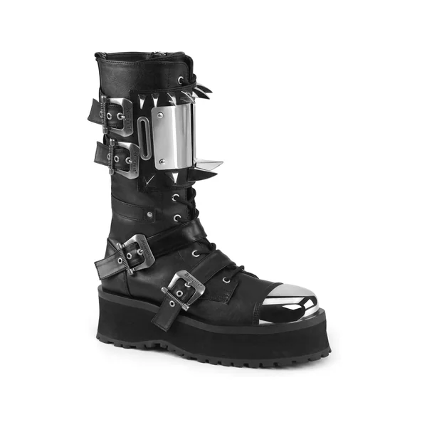 GRAVEDIGGER-250 Black Vegan Leather Knee Boot
