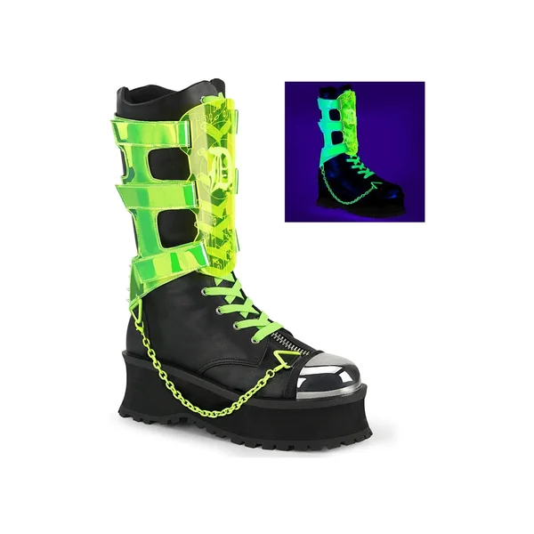 GRAVEDIGGER-255 Black Vegan Leather Knee Boot