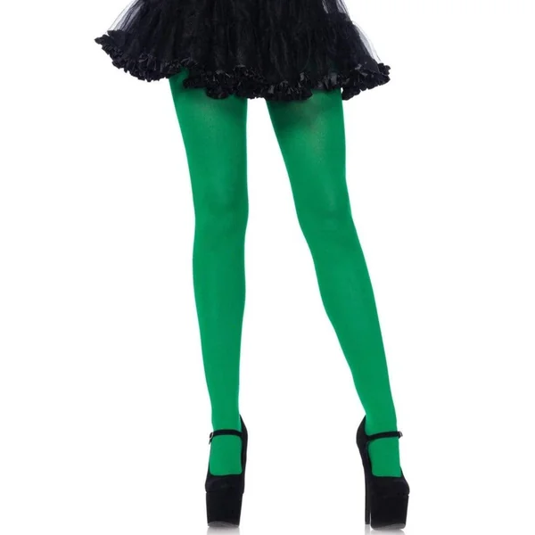 Green Nylon Spandex Plus Size Tights