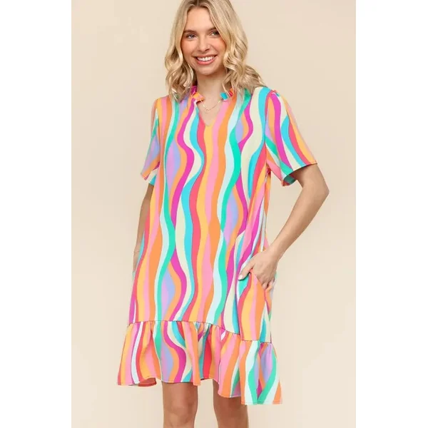 Haptics Tiered Woven Ruffle Hem Dress