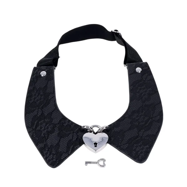 Heartbound Lace Day Collar with Silver Heart Lock for Adults