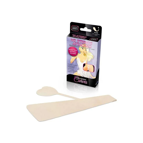 Hollywood Curves - HC018 - No Strings Attached Adhesive G-String - Nude - OS