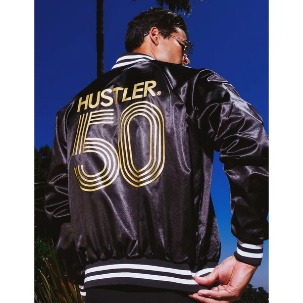 HUSTLER 50th Anniversary Satin Baseball Jacket