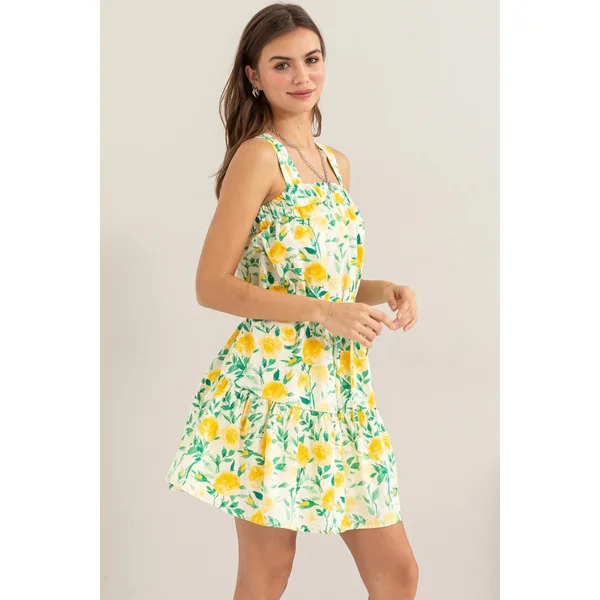 HYFVE Floral Tie Shoulder Mini Dress