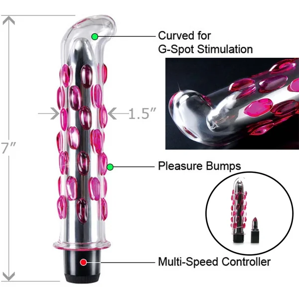 Icicles No 19 Glass Vibrator 7.5 Inch Clear Pink