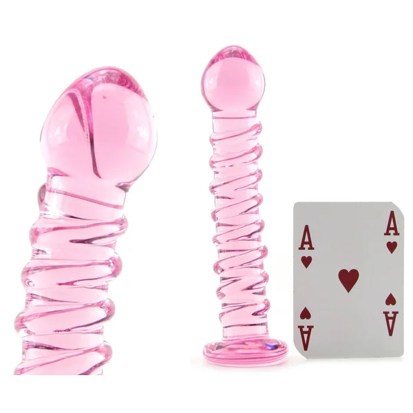 Icicles No 28 Textured Glass Dildo 7 Inch Pink