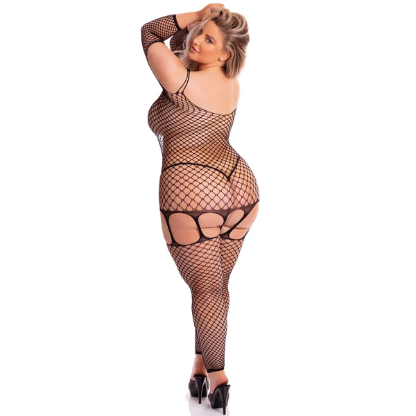 In My Head Black Net Bodystocking Queen Size Lingerie