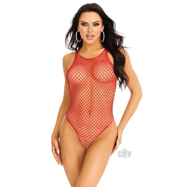 Industrial Net Snap Tank Bodysuit Os Red