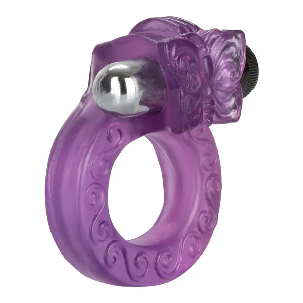 Intimate Butterfly Ring Vibrating Cock Ring with Clitoral Stimulation – Purple