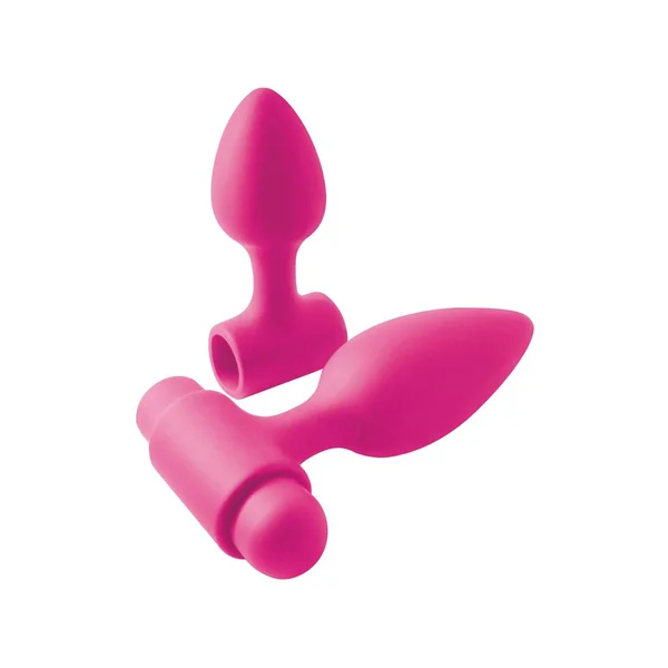 Inya Vibes-O-Spades Rechargeable Vibrating Silicone Butt Plug Set – Pink