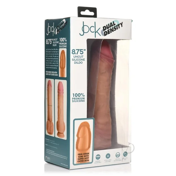 JOCK Dual Density Uncut Dildo with Balls 8.75in - Caramel