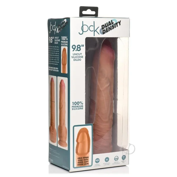 JOCK Dual Density Uncut Dildo with Balls 9.8in - Caramel