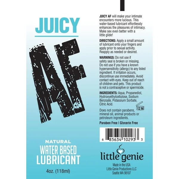 Juicy AF Natural Water Based Lubricant 2oz