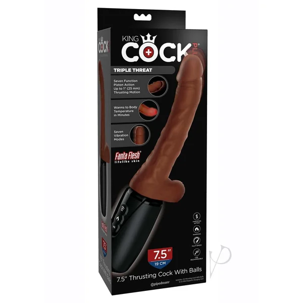 Kc Plug Thrust Cock W/balls 7.5 Brown Dildo