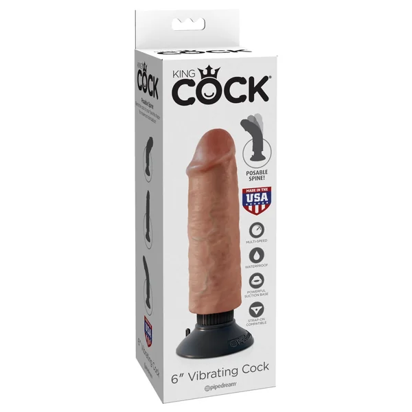 King Cock Realistic Vibrating Dildo Waterproof 6 Inches