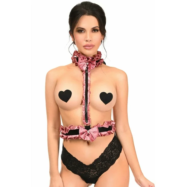 Kitten Collection Dusty Rose Velvet Single Strap Body Harness