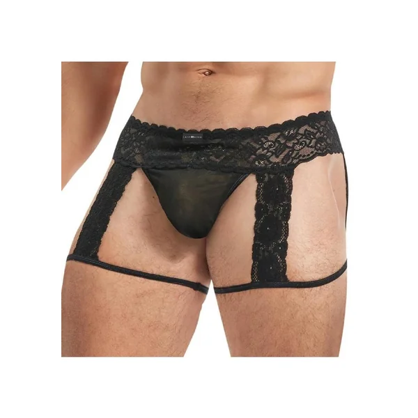 Lace King Men's Lace and Mesh Garter Panty