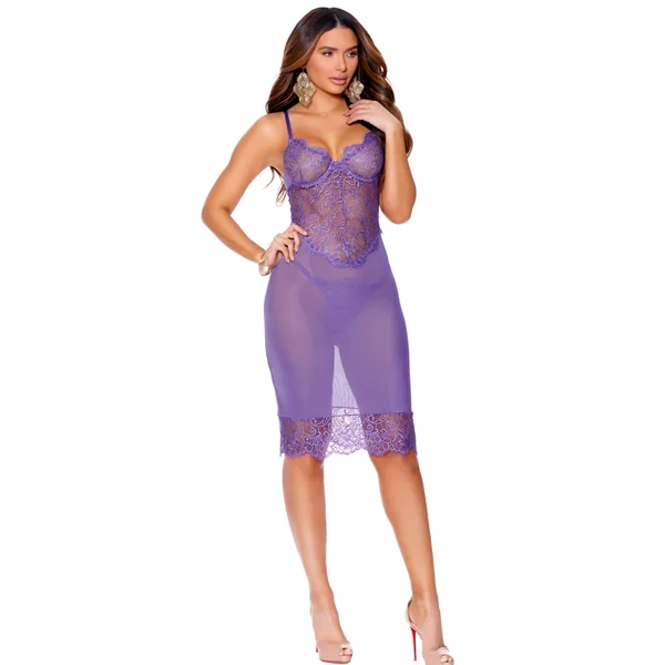 LACE MESH UNDERWIRE GOWN