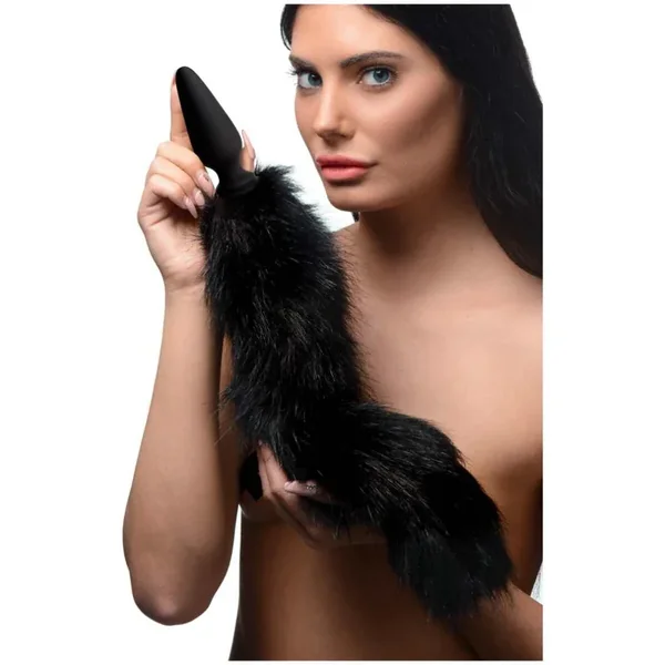 Large Anal Plug with Interchangeable Fox Tail – Black