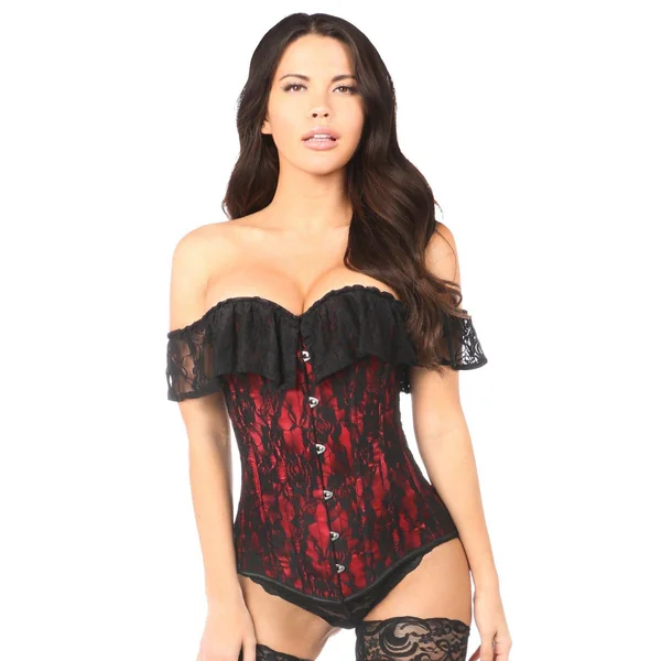 Lavish Red Lace Off-The-Shoulder Corset