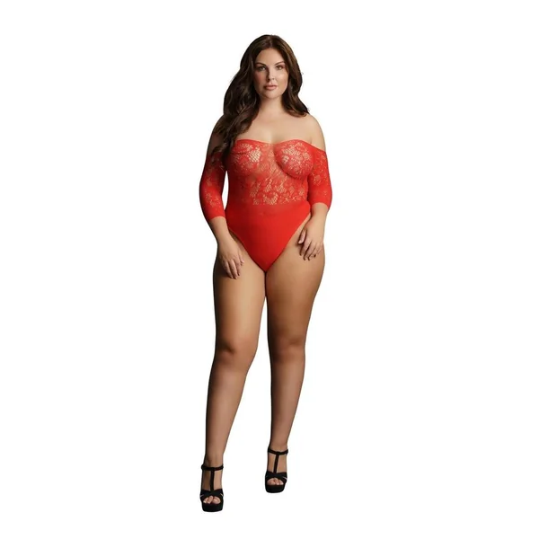 Le Desir Crotchless Rhinestone Teddy – Queen – Red