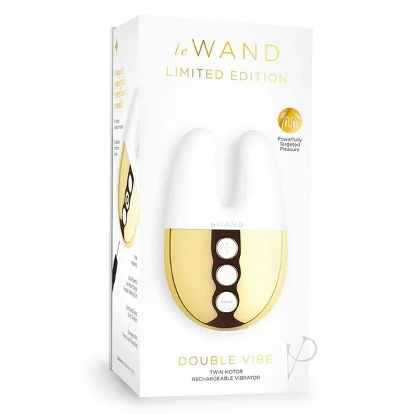Le Wand Double Vibe Rechargeable Silicone Vibrator - White/Gold