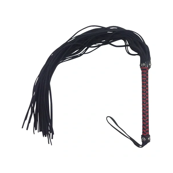 Leather Flogger With A Woven Red/Black Handle
