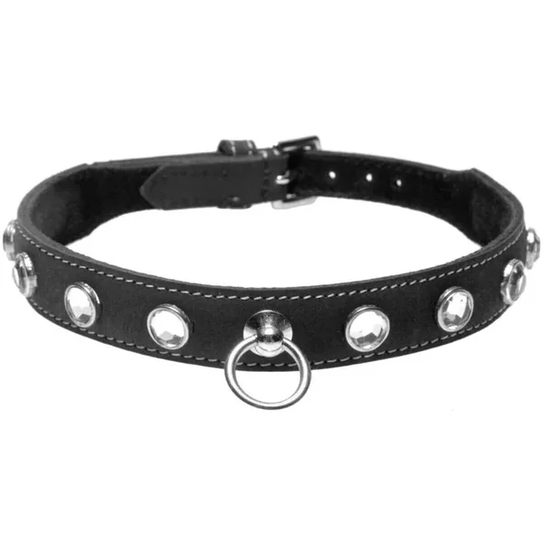 Leather Rhinestone Collar- Diamond