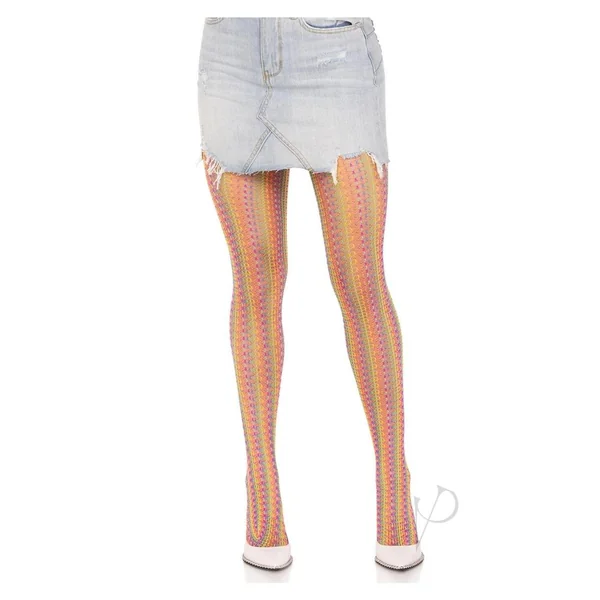 Leg Aventue Rainbow Crochet Net Tights