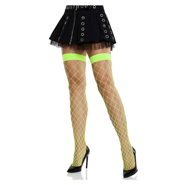 Leg Avenue Fence Net Thigh High – Neon Green – O/S