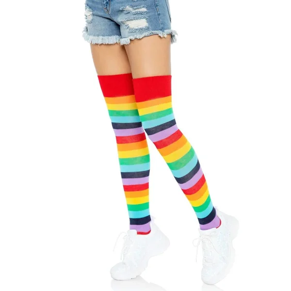 Leg Avenue Lycra Acrylic Rainbow Thigh High