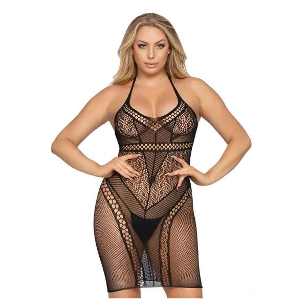 Leg Avenue Multi Net Halter Mini Dress.