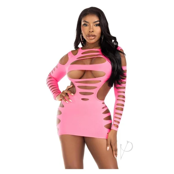 Leg Avenue Opaque Shredded Cut-Out Mini Dress