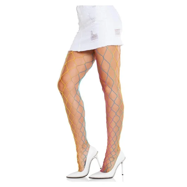 Leg Avenue Rainbow Fence Net Tights – Multicolor – O/S