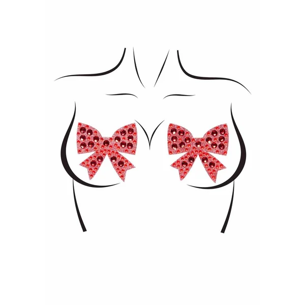 Leg Avenue Rhinestone Bow Nipple Jewels – O/S – Red