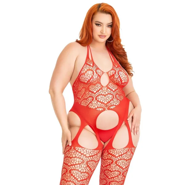 Leg Avenue Seamless Heart Net Suspender Bodystocking
